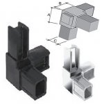 Tube connector for tube in ABS 3 Ways Ø mm 20X20 black