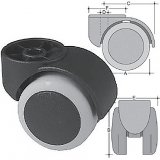 Twin-castor Ø 50 in PA self-braking (covered with TPU) Ø 11 + Ir