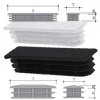 Rectangular tube cover inserts in PE 25X50 black