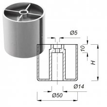 Foot color printed Ø 50 h-25 Screw chromed
