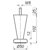 Piedino Ø50 h-100 M8x25 cromato DIDO