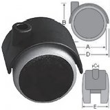 Twin-Castor Ø40 “OTO40“ black with brake with rubber