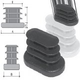 Inclined ribbed oval insert in PE 19X34 for tubes 15X30 black