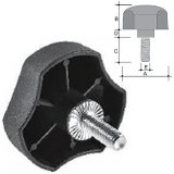 Star knob in PP with zinc plated bolt 8X25 black