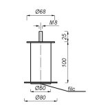 Piedino Ø50 h-100 con il disco Ø80 M8x25 cromato