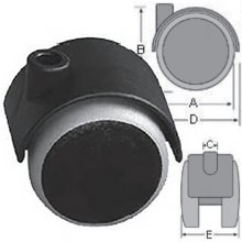 Twin-Castor Ø40 “OTO40“ black with brake with rubber