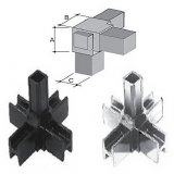 Innesti per tubo quadro in ABS 5 VIE Ø mm 20X20 ottone / oro