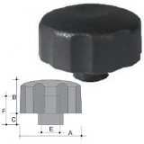 Star knob in PP with metal threaded bush 8X16 black