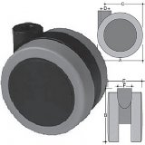 Twin-castor Ø 50 black with Automatic-Brake + Iron zinc plated p