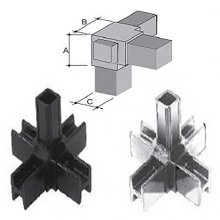 Innesti per tubo quadro in ABS 5 VIE Ø mm 20X20 nero