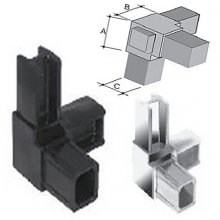 Innesti per tubo quadro in ABS 3 VIE Ø mm 20X20 ottone / oro