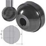 Black ball knobs Ø 50 with black ring in ABS F.12