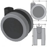 Twin-castors Ø 50 self-braking (covered with TPU) + Iron zinc pl