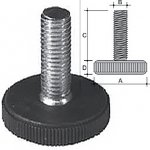 Adjustable foot corrugated in PE with zinc-plated iron bolt Ø28