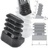 Inclined ribbed oval insert in PE 15x30 black