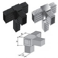 Innesti per tubo quadro in ABS 4 VIE Ø mm 25X25 cromata