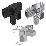 Tube connector for tube in ABS 4 Ways Ø mm 20X20 black